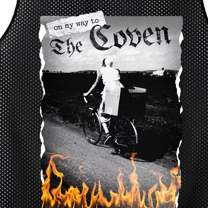 On My Way To The Coven Collage Flames Mesh Reversible Basketball Jersey Tank