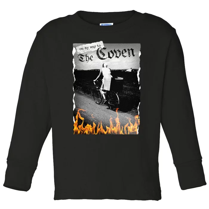 On My Way To The Coven Collage Flames Toddler Long Sleeve Shirt