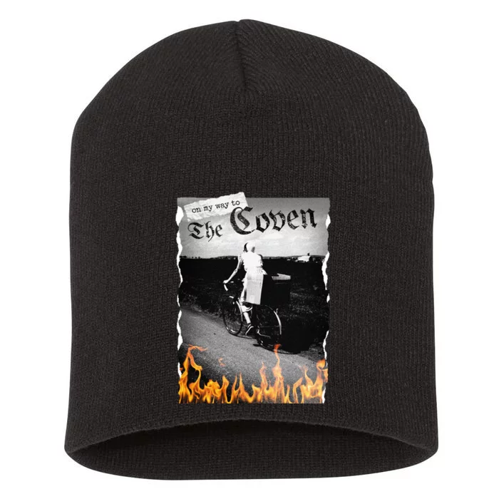 On My Way To The Coven Collage Flames Short Acrylic Beanie