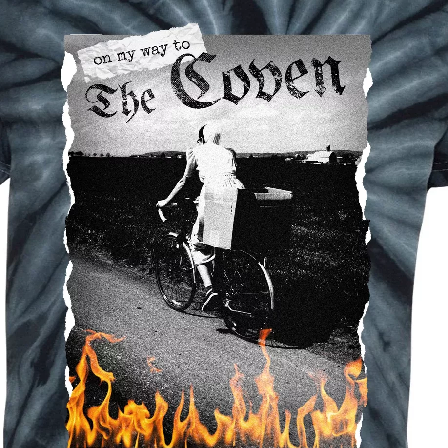 On My Way To The Coven Collage Flames Kids Tie-Dye T-Shirt