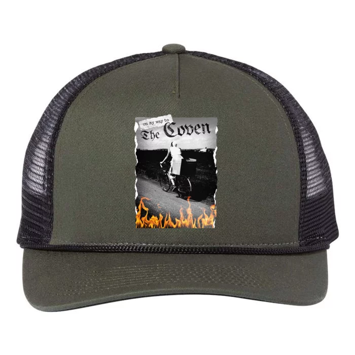 On My Way To The Coven Collage Flames Retro Rope Trucker Hat Cap