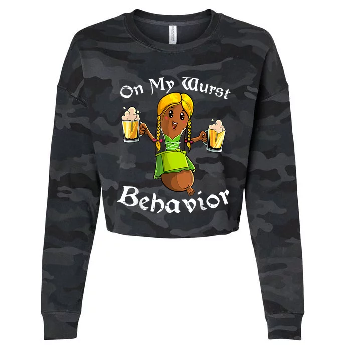 On My Wurst Behavior Oktoberfest German Funny Cropped Pullover Crew