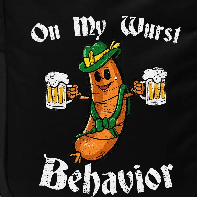 On My Wurst Behavior Funny Bratwurst German Oktoberfest Impact Tech Backpack