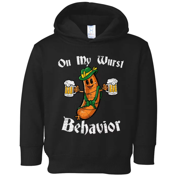 On My Wurst Behavior Funny Bratwurst German Oktoberfest Toddler Hoodie