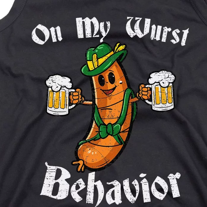 On My Wurst Behavior Funny Bratwurst German Oktoberfest Tank Top