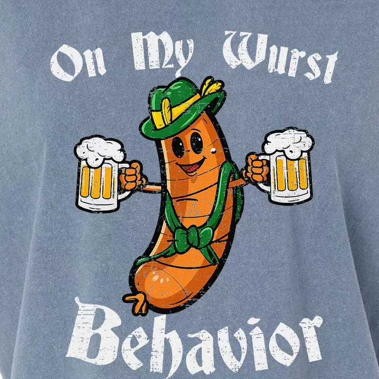 On My Wurst Behavior Funny Bratwurst German Oktoberfest Garment-Dyed Women's Muscle Tee