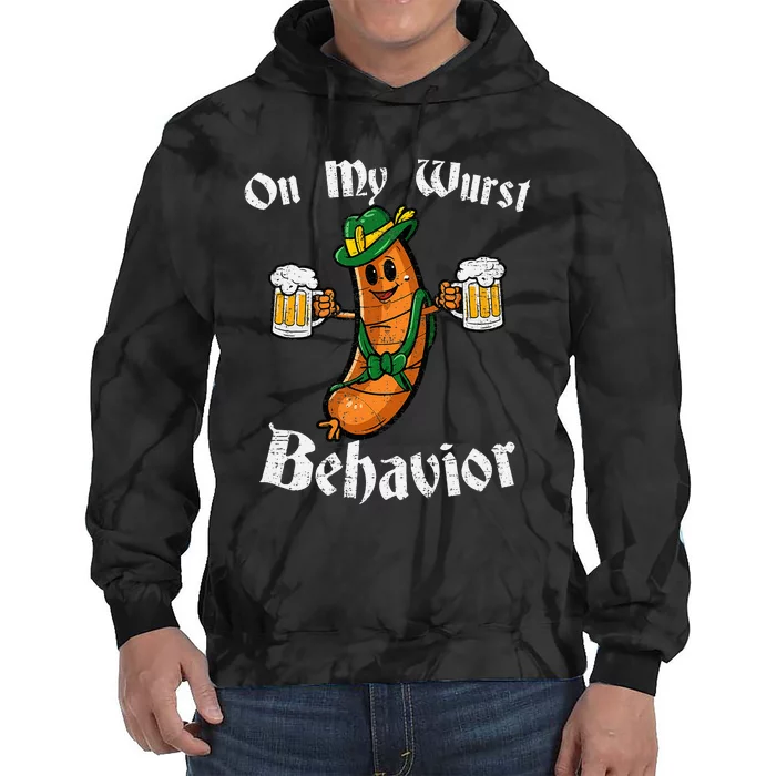 On My Wurst Behavior Funny Bratwurst German Oktoberfest Tie Dye Hoodie