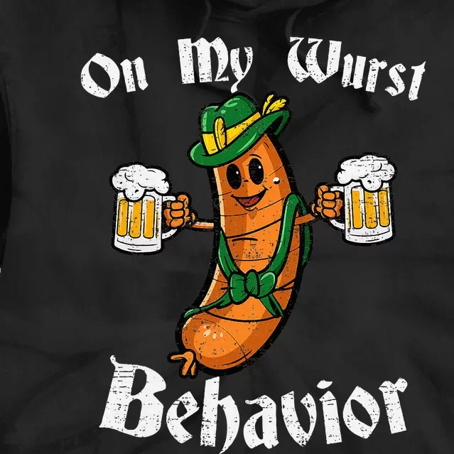 On My Wurst Behavior Funny Bratwurst German Oktoberfest Tie Dye Hoodie