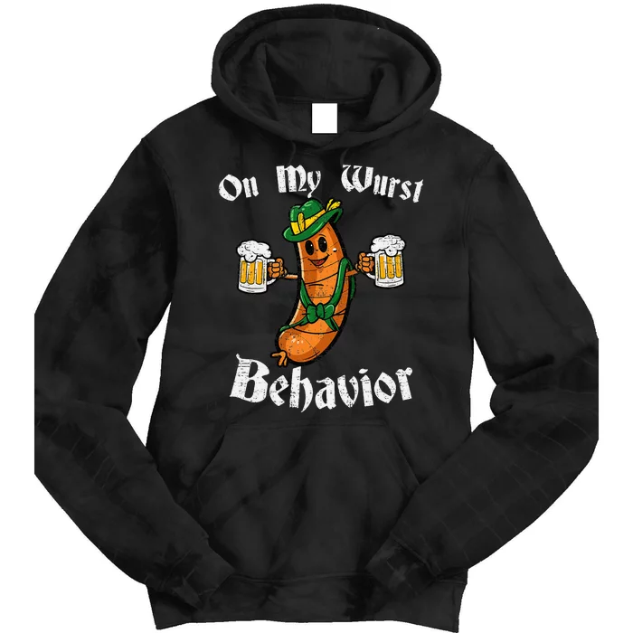 On My Wurst Behavior Funny Bratwurst German Oktoberfest Tie Dye Hoodie