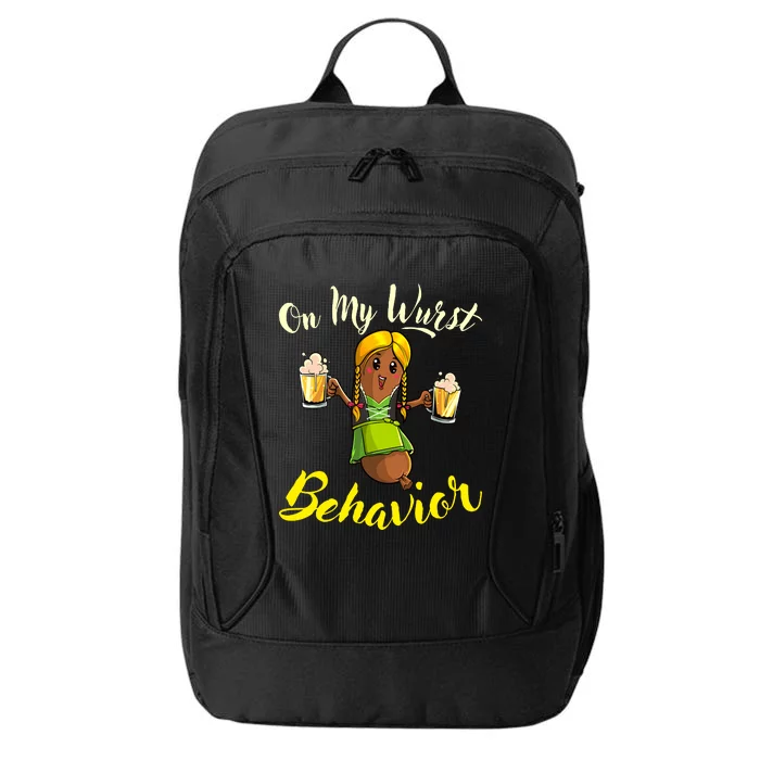 On My Wurst Behavior Funny Bratwurst German Oktoberfest City Backpack