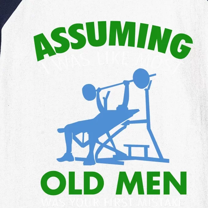 Old Man Weight Lifting Gift For Old Strong People Gift Baseball Sleeve Shirt