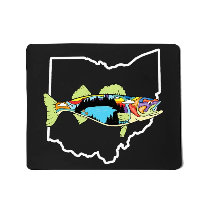 Ohio Map Walleye Fishing Freshwater Fisherman Walleye Fish Mousepad