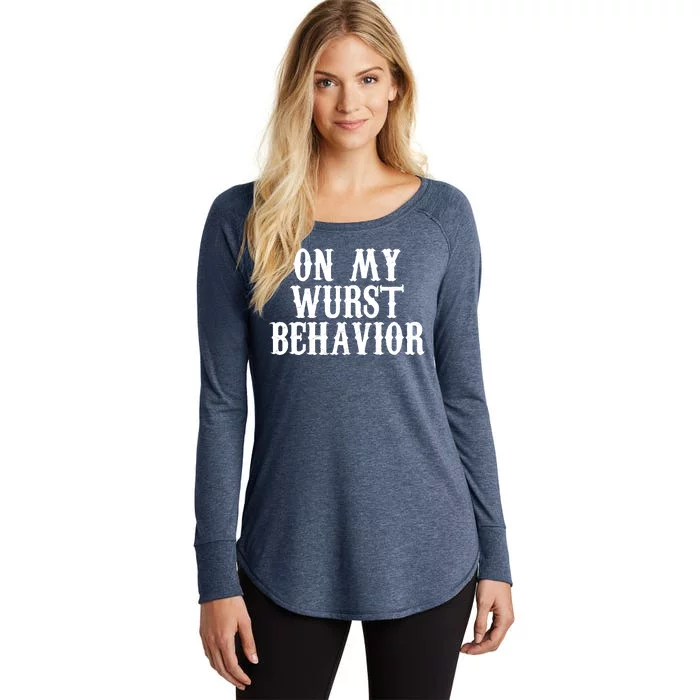 On My Wurst Behavior Oktoberfest Festive Women's Perfect Tri Tunic Long Sleeve Shirt