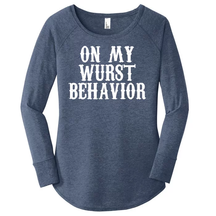 On My Wurst Behavior Oktoberfest Festive Women's Perfect Tri Tunic Long Sleeve Shirt