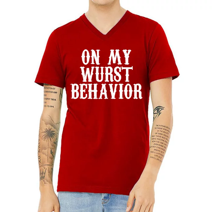 On My Wurst Behavior Oktoberfest Festive V-Neck T-Shirt