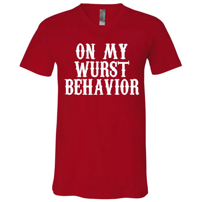 On My Wurst Behavior Oktoberfest Festive V-Neck T-Shirt