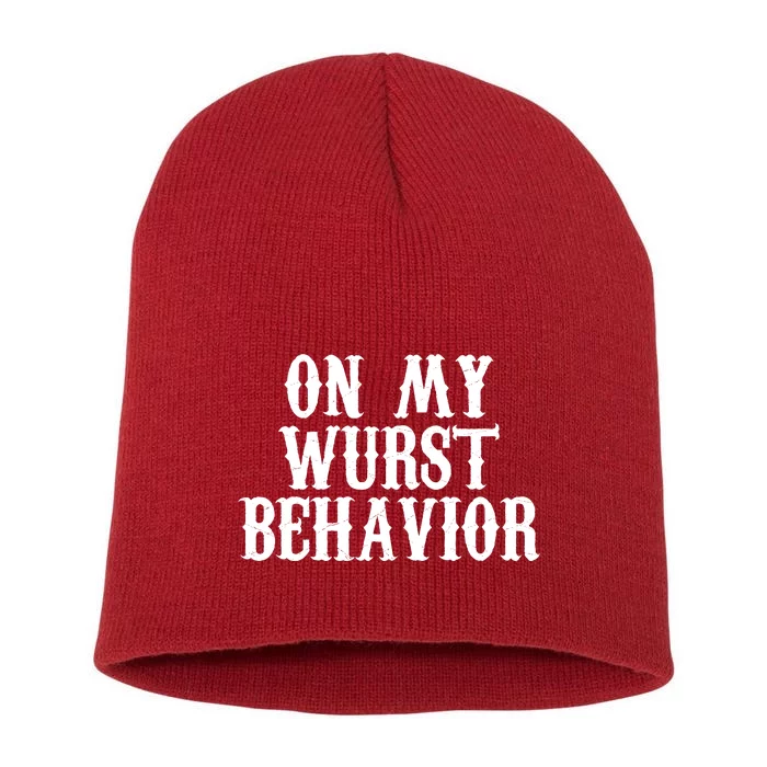 On My Wurst Behavior Oktoberfest Festive Short Acrylic Beanie