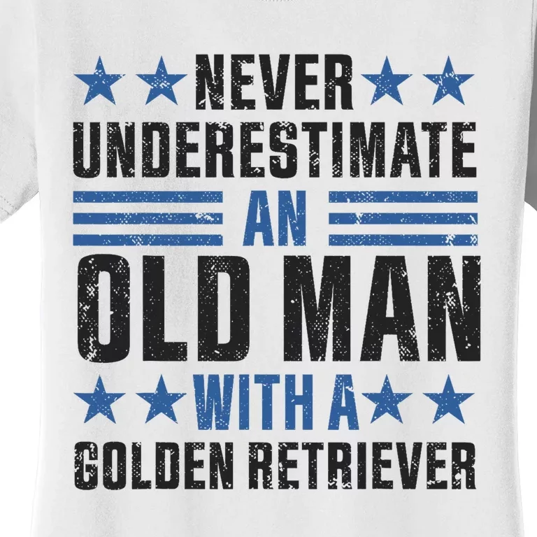 Old Man With A Golden Retriever Funny Women's T-Shirt