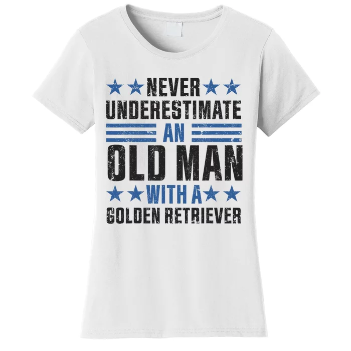 Old Man With A Golden Retriever Funny Women's T-Shirt