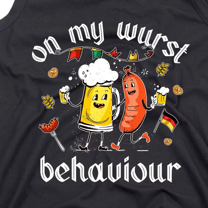 On My Wurst Behavior Funny Bratwurst German Oktoberfest Tank Top