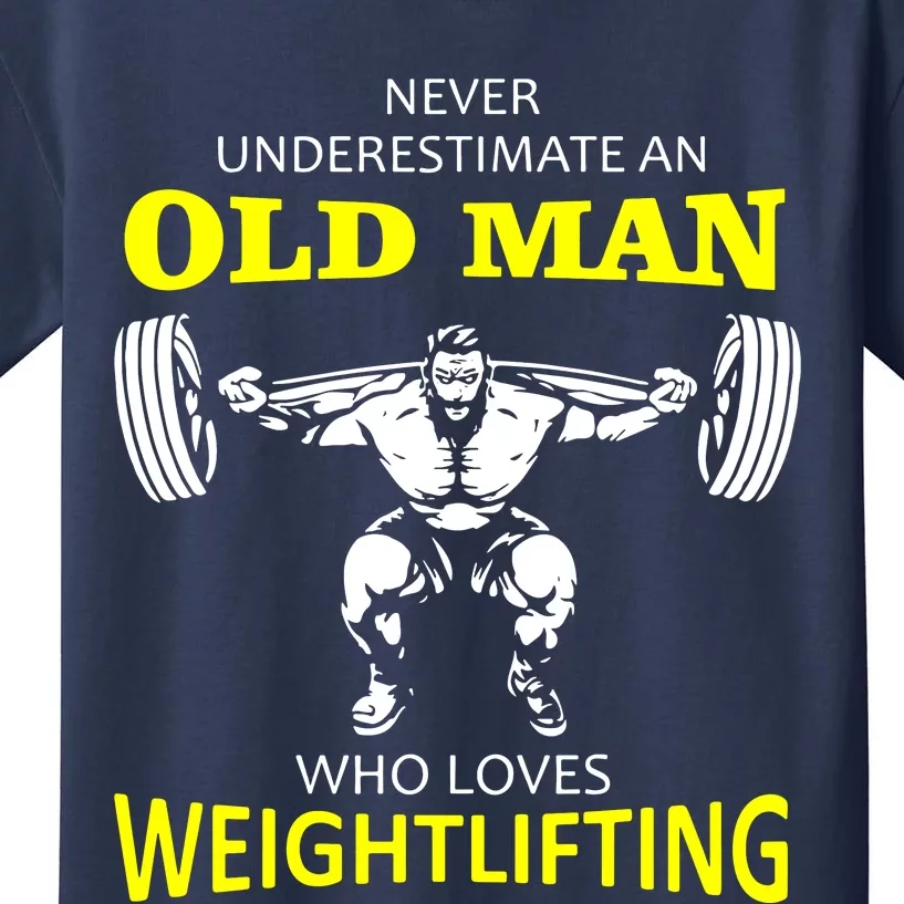 Old Man Weightlifting Kids T-Shirt