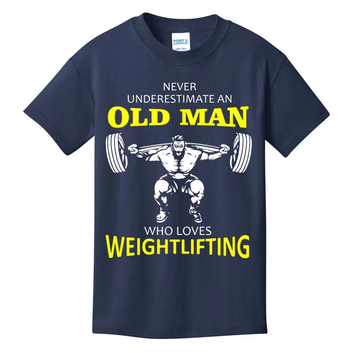 Old Man Weightlifting Kids T-Shirt