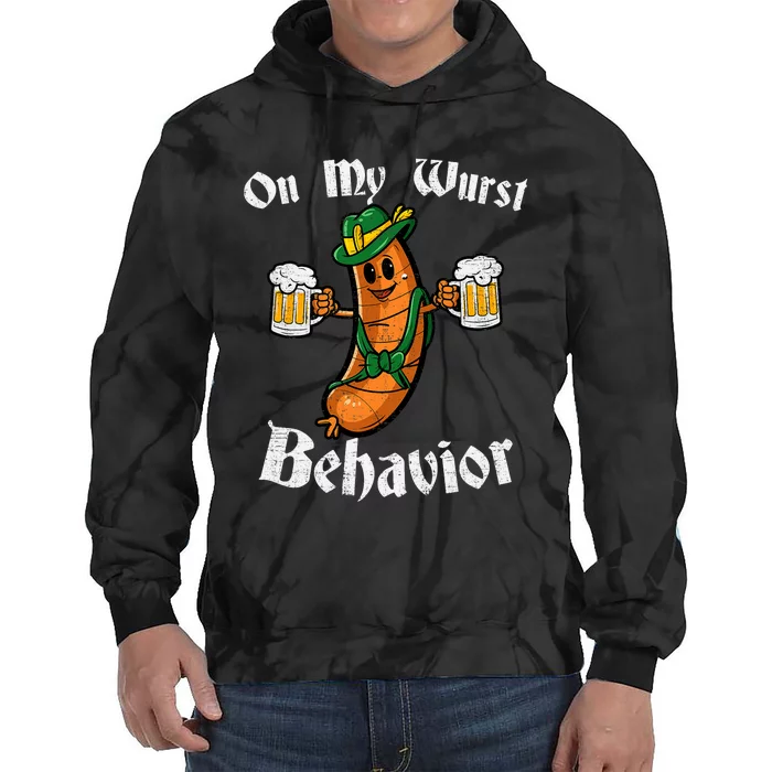 On My Wurst Behavior Funny Bratwurst German Oktoberfest Tie Dye Hoodie