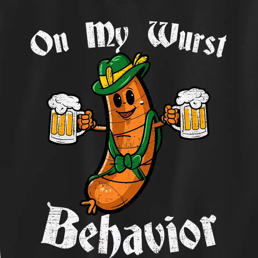 On My Wurst Behavior Funny Bratwurst German Oktoberfest Kids Sweatshirt