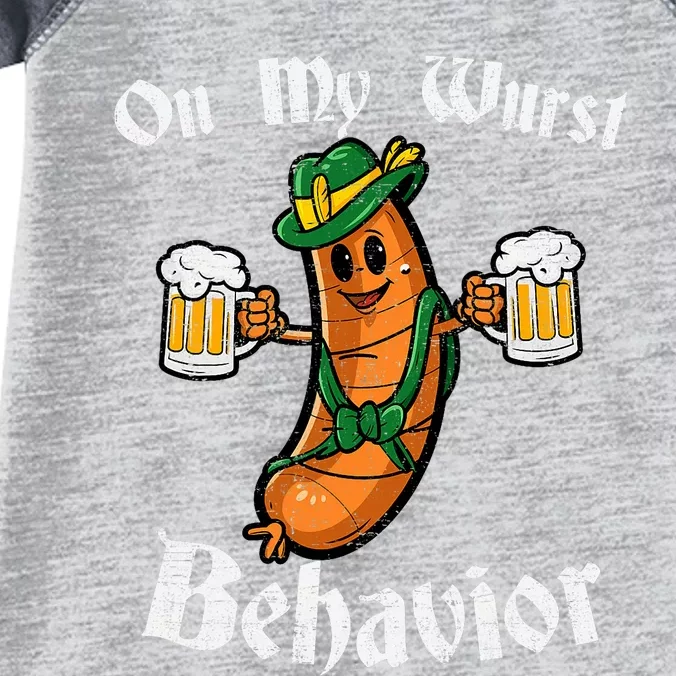 On My Wurst Behavior Funny Bratwurst German Oktoberfest Infant Baby Jersey Bodysuit