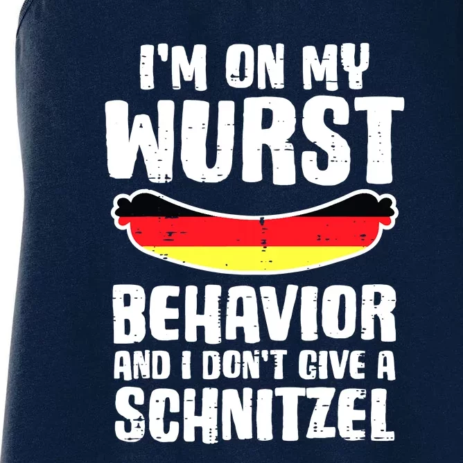 On My Wurst Behavior Dont Give Schnitzel Funny Oktoberfest Women's Racerback Tank