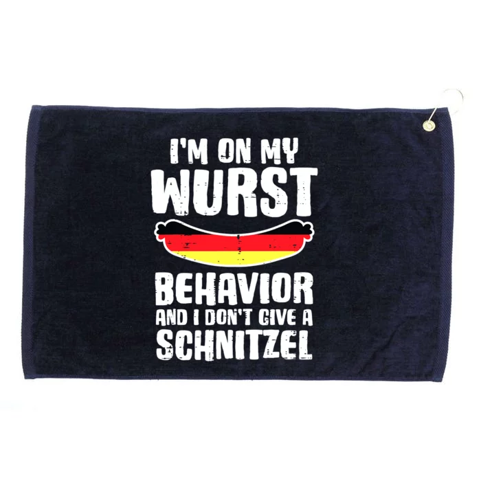 On My Wurst Behavior Dont Give Schnitzel Funny Oktoberfest Grommeted Golf Towel