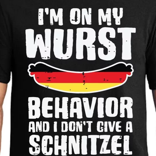 On My Wurst Behavior Dont Give Schnitzel Funny Oktoberfest Pajama Set