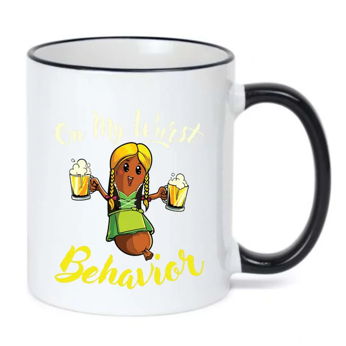 On My Wurst Behavior Funny Bratwurst German Oktoberfest Black Color Changing Mug