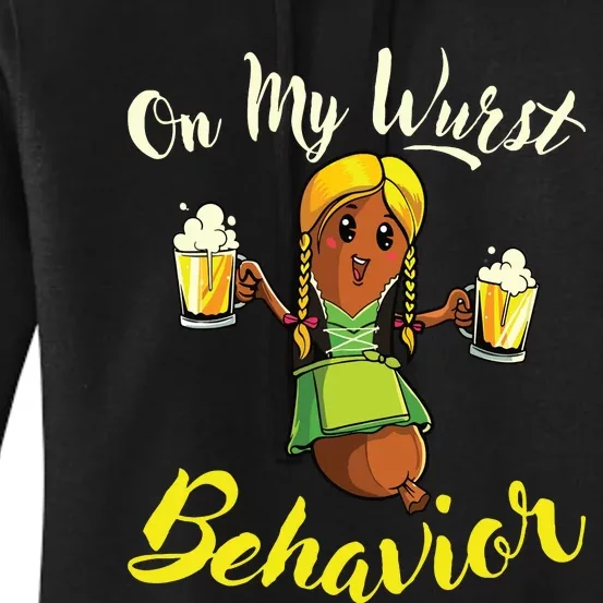 On My Wurst Behavior Funny Bratwurst German Oktoberfest Women's Pullover Hoodie