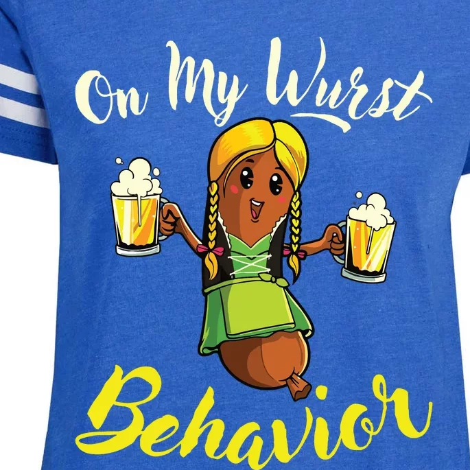 On My Wurst Behavior Funny Bratwurst German Oktoberfest Enza Ladies Jersey Football T-Shirt