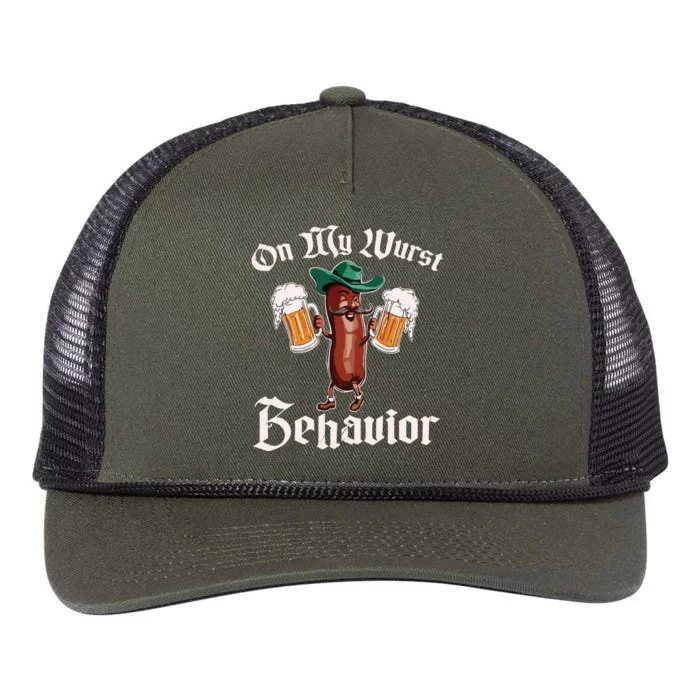 On My Wurst Behavior Funny Oktoberfest Retro Rope Trucker Hat Cap