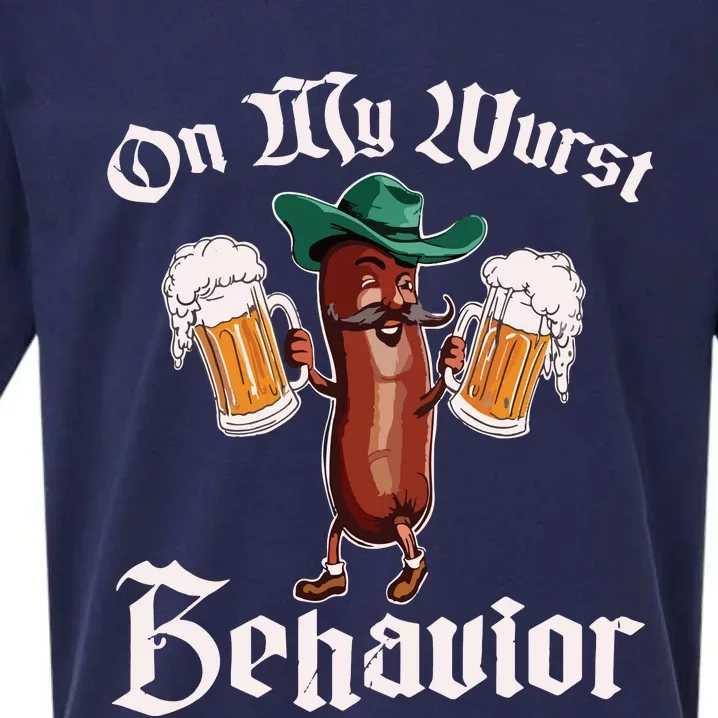 On My Wurst Behavior Funny Oktoberfest Sueded Cloud Jersey T-Shirt