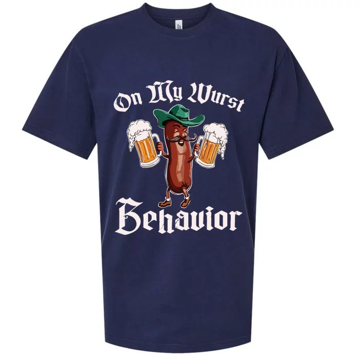 On My Wurst Behavior Funny Oktoberfest Sueded Cloud Jersey T-Shirt