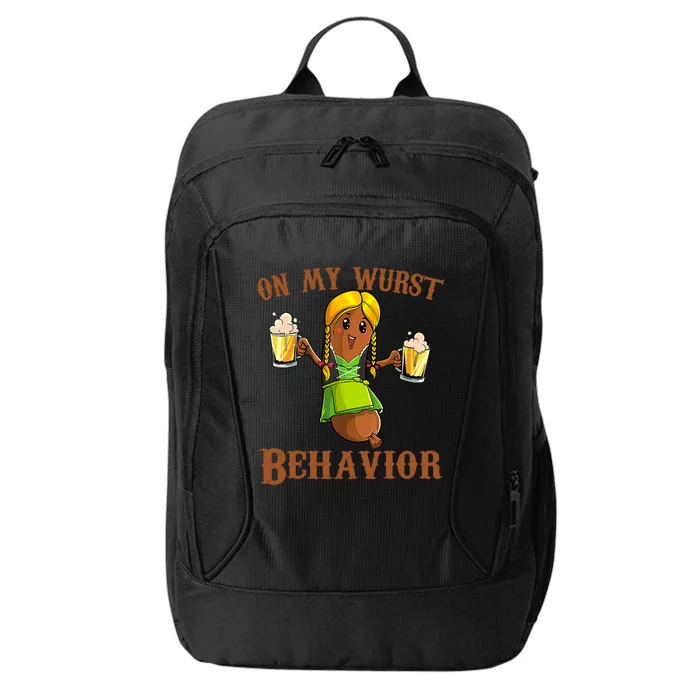 On My Wurst Behavior Bratwurst German Oktoberfest Funny City Backpack