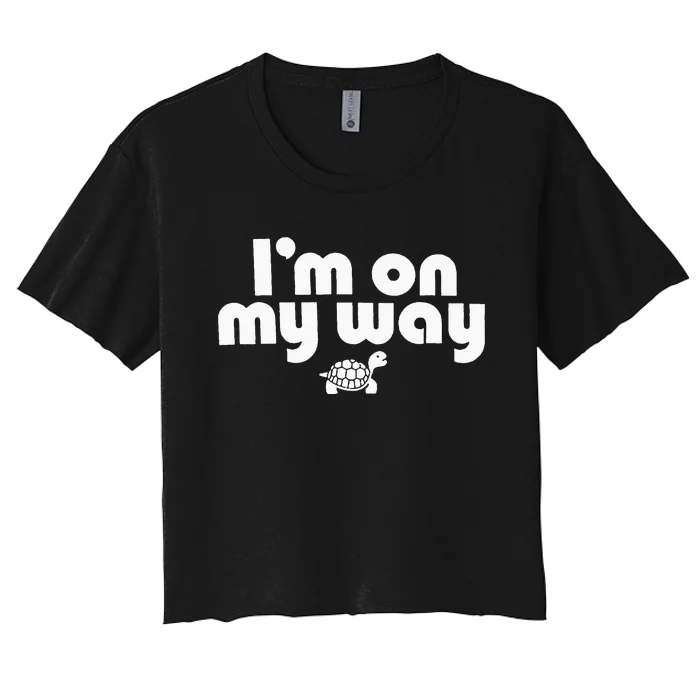 On My Way Slow And Steady Turtle Adventure Women's Crop Top Tee