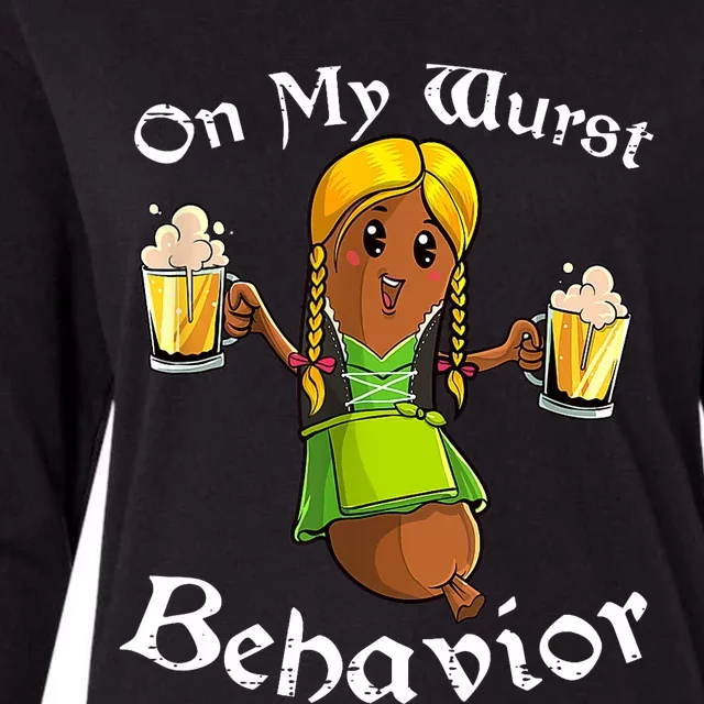 On My Wurst Behavior Oktoberfest German Funny Womens Cotton Relaxed Long Sleeve T-Shirt