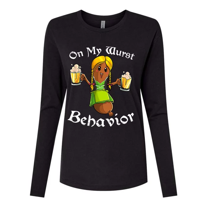 On My Wurst Behavior Oktoberfest German Funny Womens Cotton Relaxed Long Sleeve T-Shirt