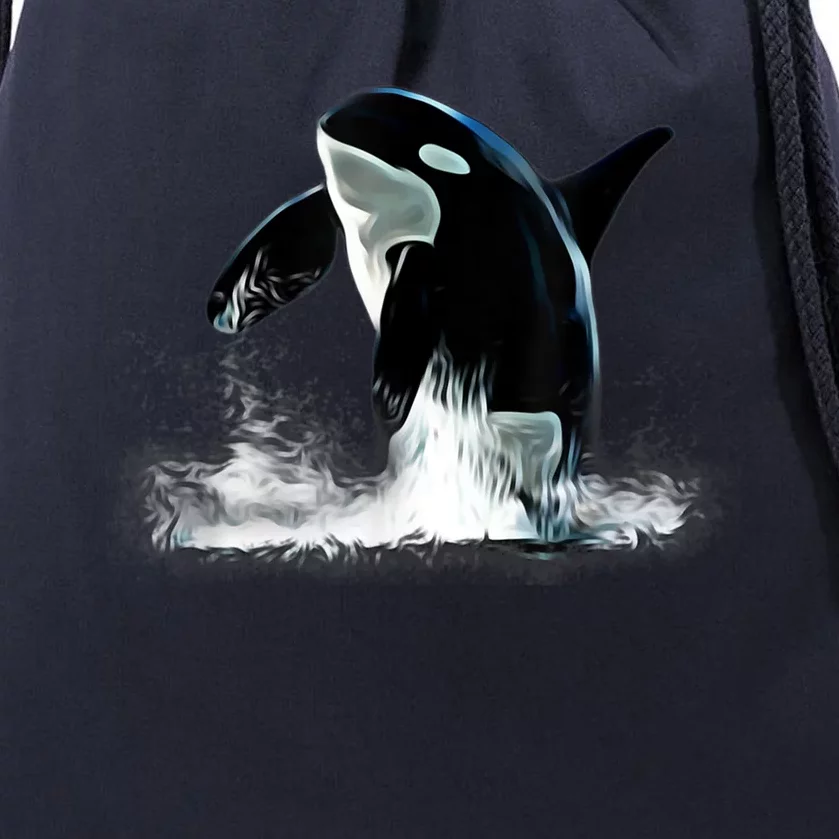 Orca Motif Whale Predator Animals Design Drawstring Bag