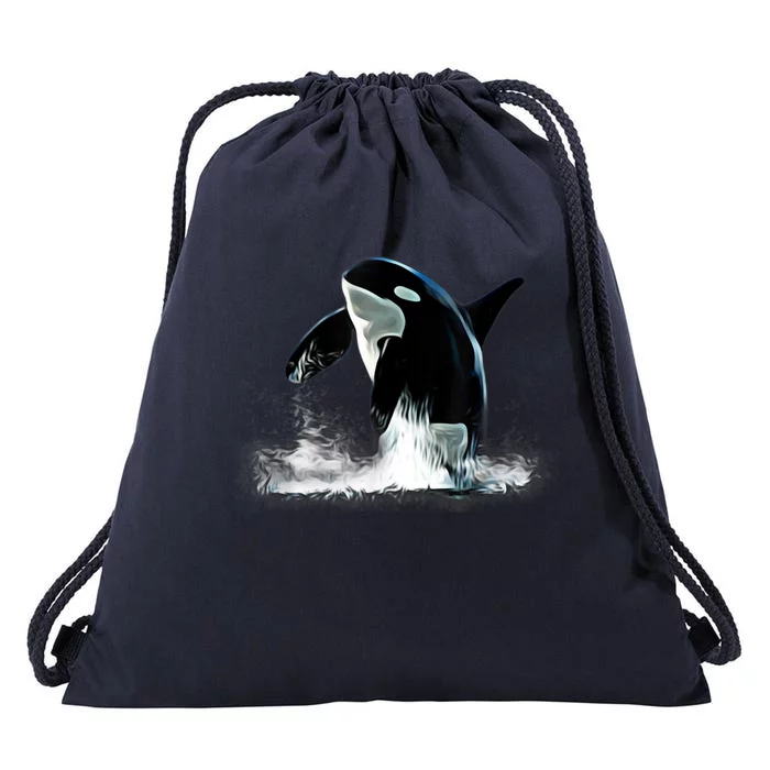 Orca Motif Whale Predator Animals Design Drawstring Bag