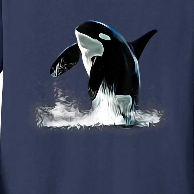 Orca Motif Whale Predator Animals Design Kids Long Sleeve Shirt