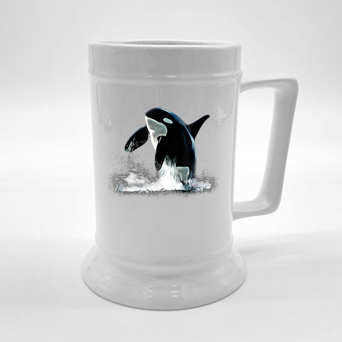 Orca Motif Whale Predator Animals Design Front & Back Beer Stein