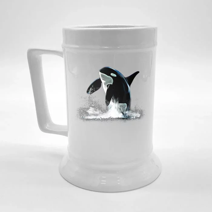 Orca Motif Whale Predator Animals Design Front & Back Beer Stein