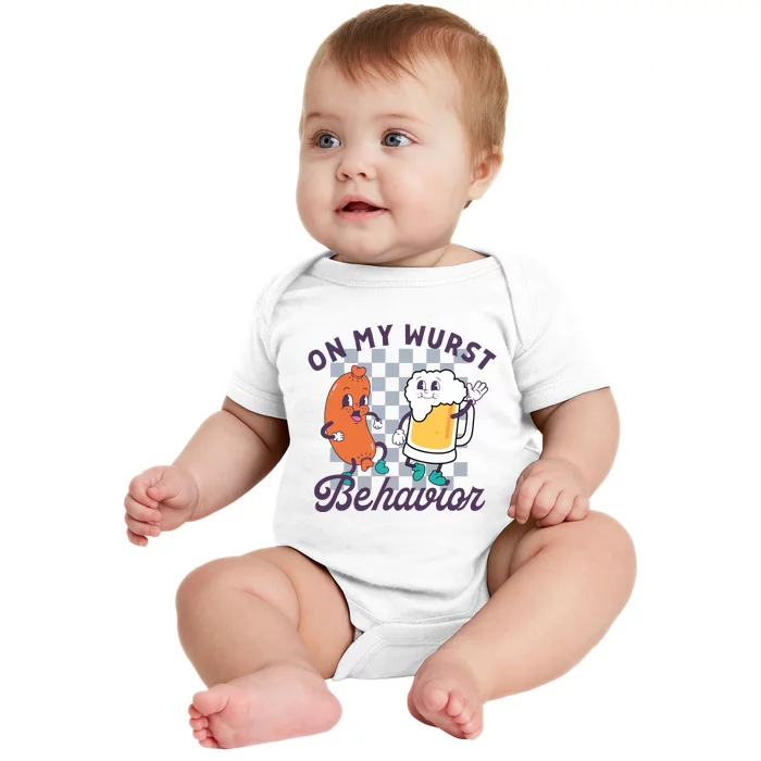 On My Wurst Behavior Funny Oktoberfest Baby Bodysuit