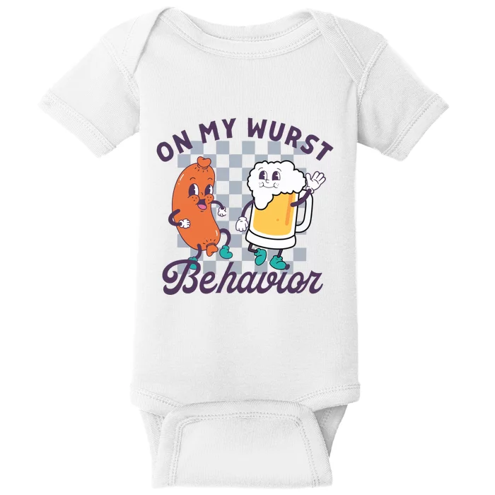 On My Wurst Behavior Funny Oktoberfest Baby Bodysuit