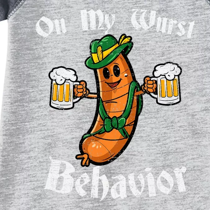 On My Wurst Behavior Funny Bratwurst German Oktoberfest Infant Baby Jersey Bodysuit